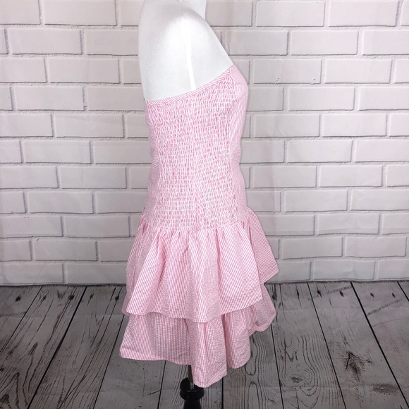 LILLY PULITZER Pink Seersucker Ruffle Dress sz M - Picture 4 of 8